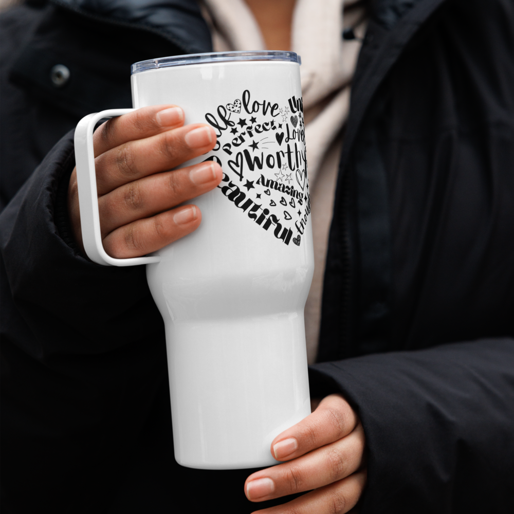 Affirmation Travel mug with a handle