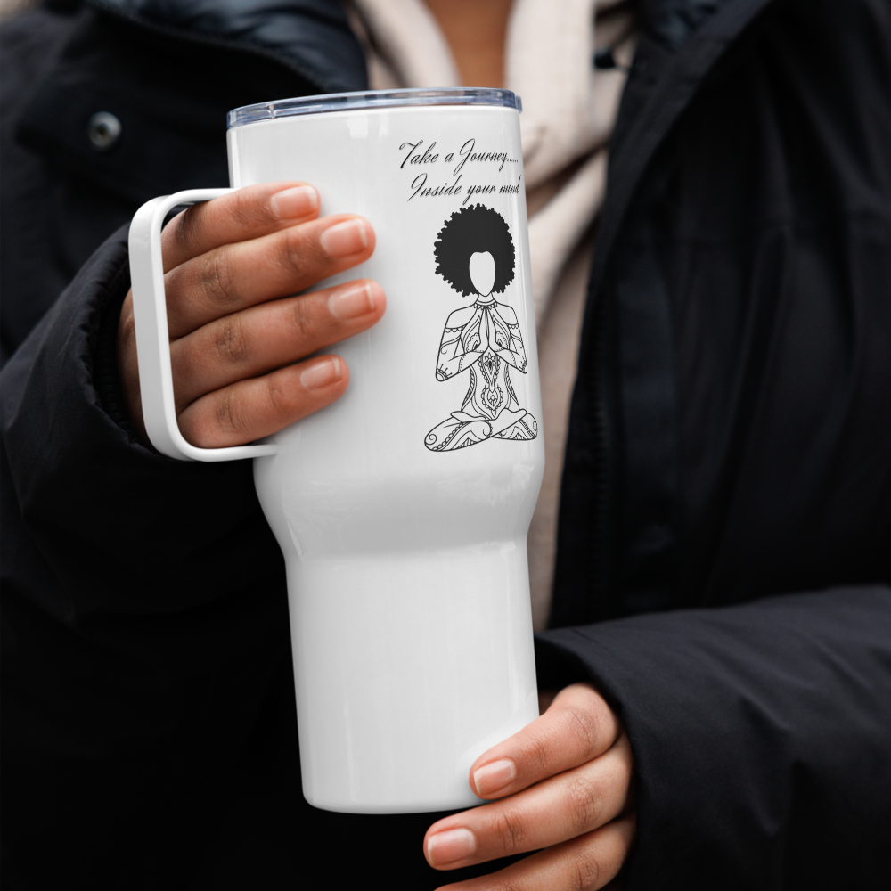 Meditation Travel mug with a handle