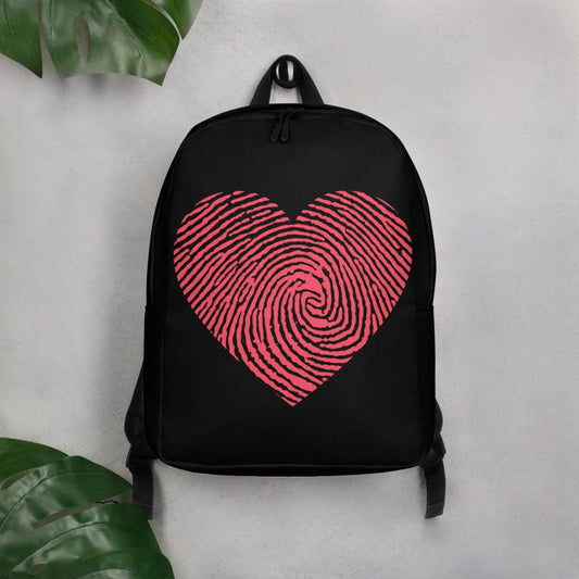 Heart-shaped Fingerprint Minimalist Backpack-Black